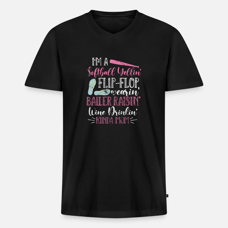 Softball Mutter - Männer Premium Bio T-Shirt mit V-Ausschnitt - Schwarz