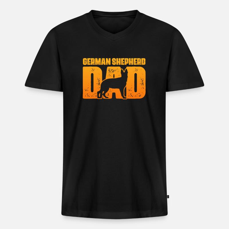 Deutscher Schäferhund Vater - Männer Premium Bio T-Shirt mit V-Ausschnitt - Schwarz