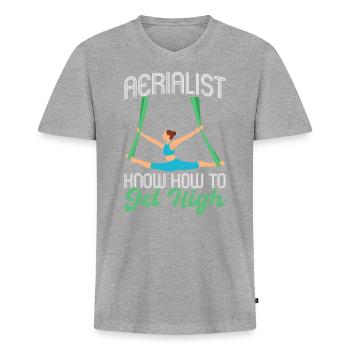 I Know How To Get High - Aerialist - Männer Premium Bio T-Shirt mit V-Ausschnitt - Grau meliert - Vorne