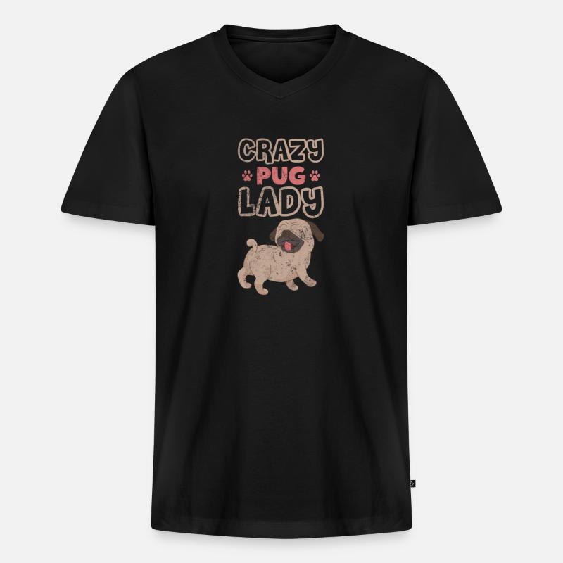 Mops - Männer Premium Bio T-Shirt mit V-Ausschnitt - Schwarz