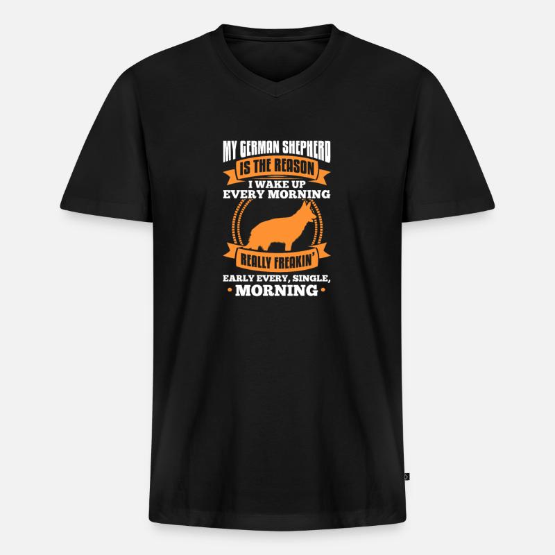 Deutscher Schäferhund - Männer Premium Bio T-Shirt mit V-Ausschnitt - Schwarz