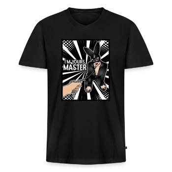 EROTIC GIRL SEXY SUBMISSION BONDAGE MASTER - Männer Premium Bio T-Shirt mit V-Ausschnitt - Schwarz - Vorne - Nico (187cm)