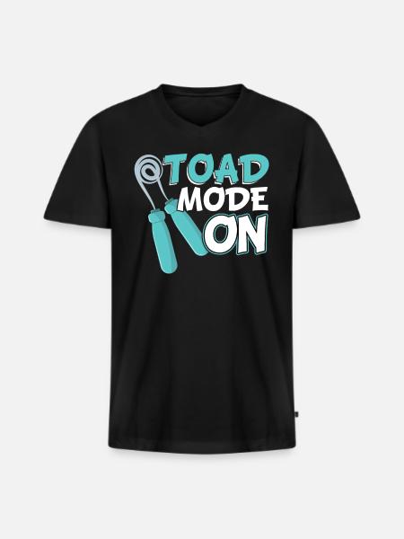 Toad Mode On - Jump Rope - Männer Premium Bio T-Shirt mit V-Ausschnitt - Schwarz