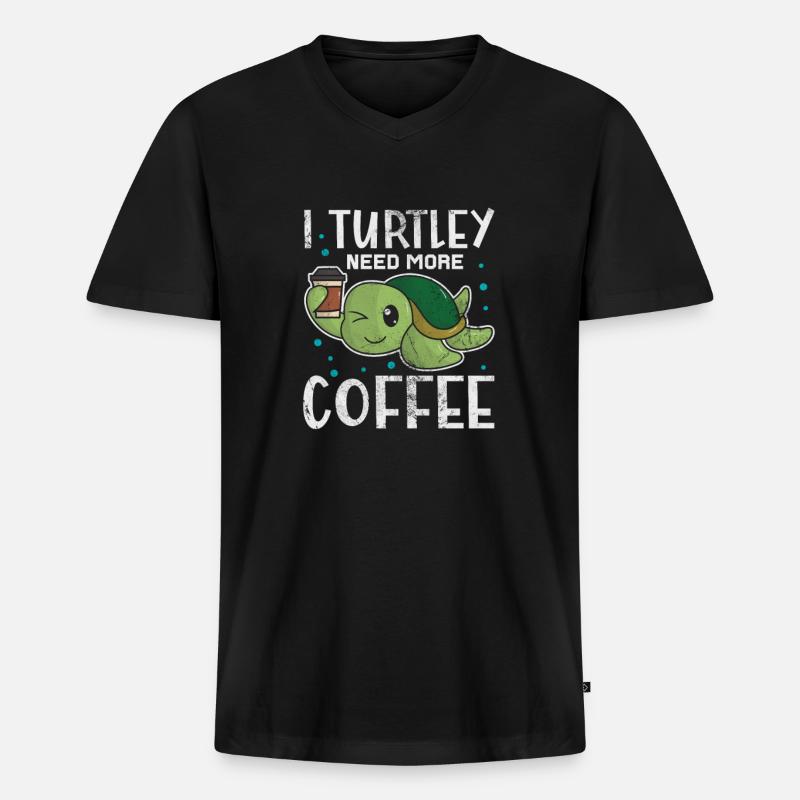 Schildkröte - Männer Premium Bio T-Shirt mit V-Ausschnitt - Schwarz