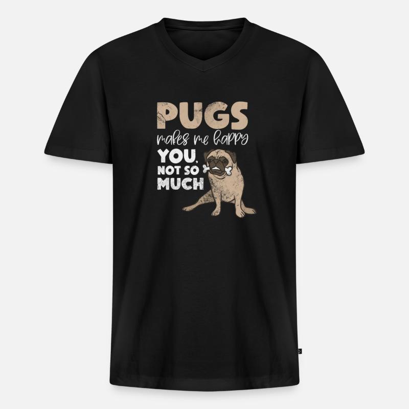 Mops - Männer Premium Bio T-Shirt mit V-Ausschnitt - Schwarz