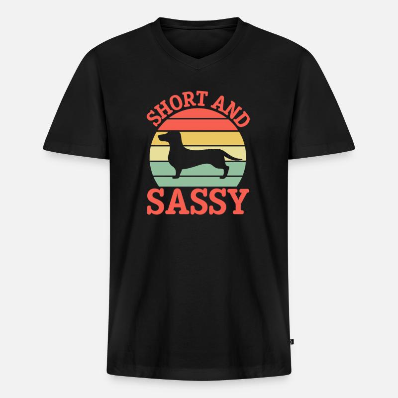 Dackel - Männer Premium Bio T-Shirt mit V-Ausschnitt - Schwarz