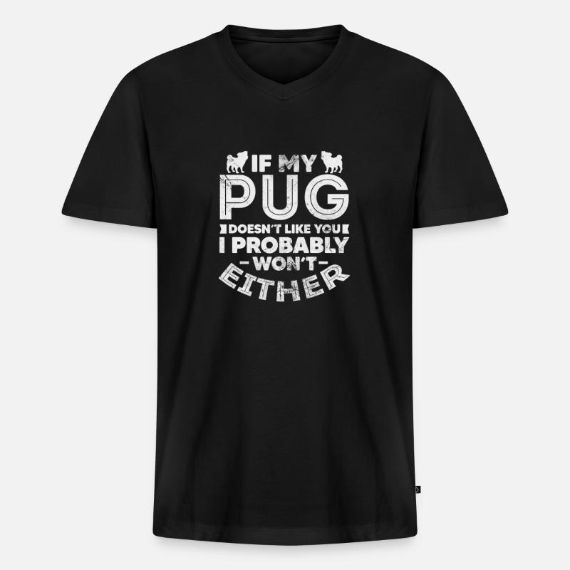 Mops - Männer Premium Bio T-Shirt mit V-Ausschnitt - Schwarz