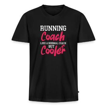 Run - Men's Premium Organic T-shirt with V-neck - black - Front - Nico (187cm)