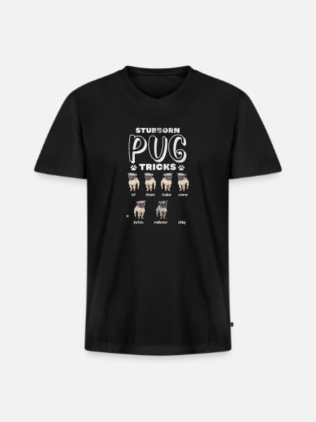 Pug - Men's Premium Organic T-shirt with V-neck - black