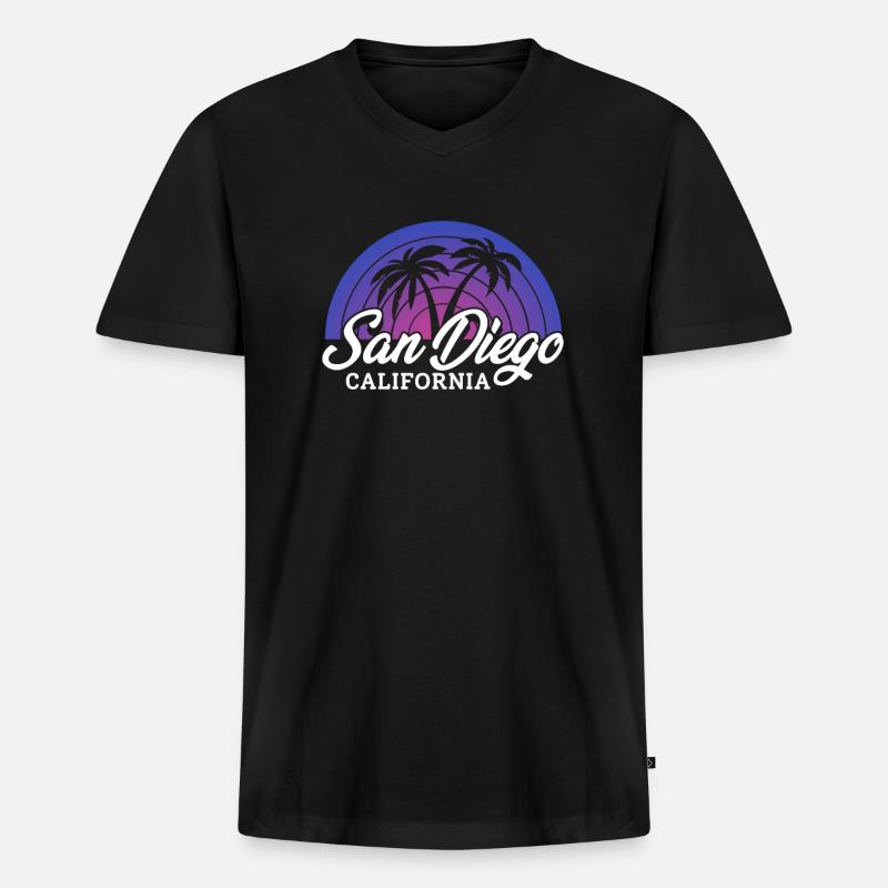 San Diego - Männer Premium Bio T-Shirt mit V-Ausschnitt - Schwarz