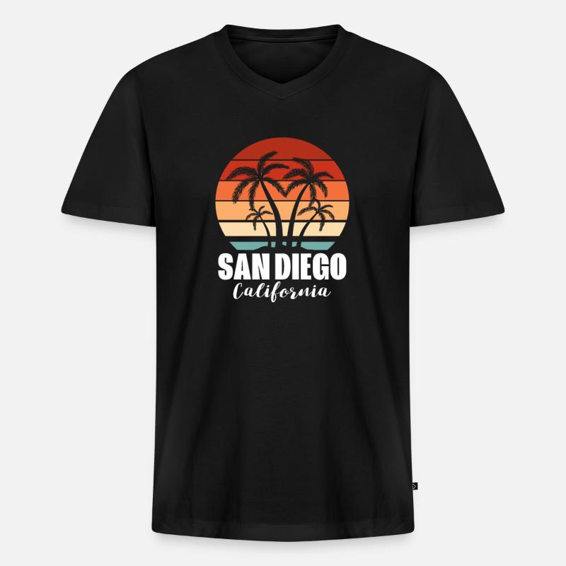 San Diego - Männer Premium Bio T-Shirt mit V-Ausschnitt - Schwarz