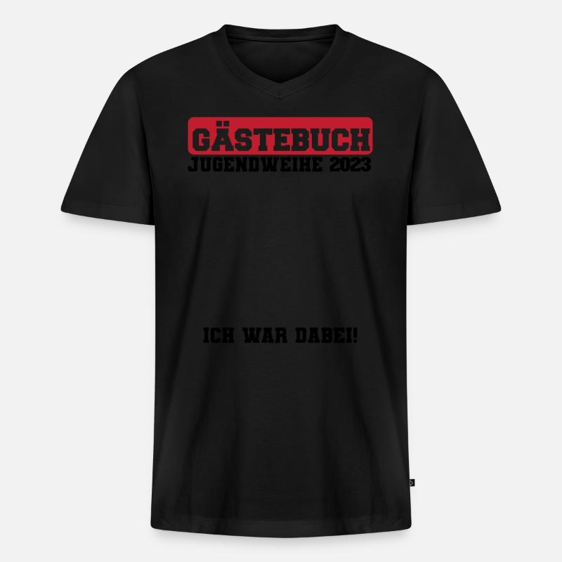Jugendweihe 2023 Mädchen Junge - Männer Premium Bio T-Shirt mit V-Ausschnitt - Schwarz