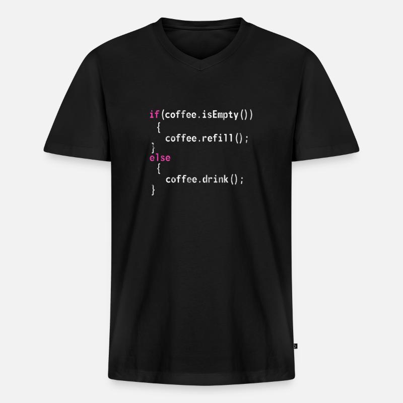 Kaffee - Männer Premium Bio T-Shirt mit V-Ausschnitt - Schwarz