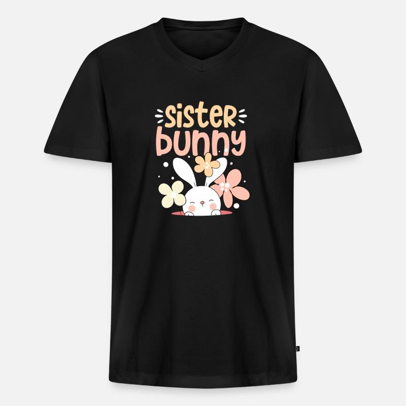Schwester - Männer Premium Bio T-Shirt mit V-Ausschnitt - Schwarz