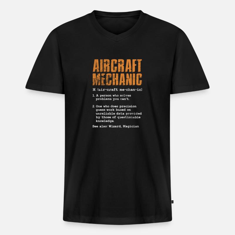 Flugzeugmechaniker Luftfahrt Flugzeug Geschenk - Männer Premium Bio T-Shirt mit V-Ausschnitt - Schwarz