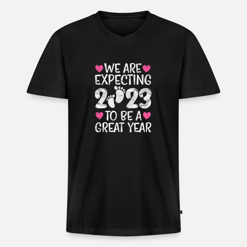 Schwangerschaft - Männer Premium Bio T-Shirt mit V-Ausschnitt - Schwarz