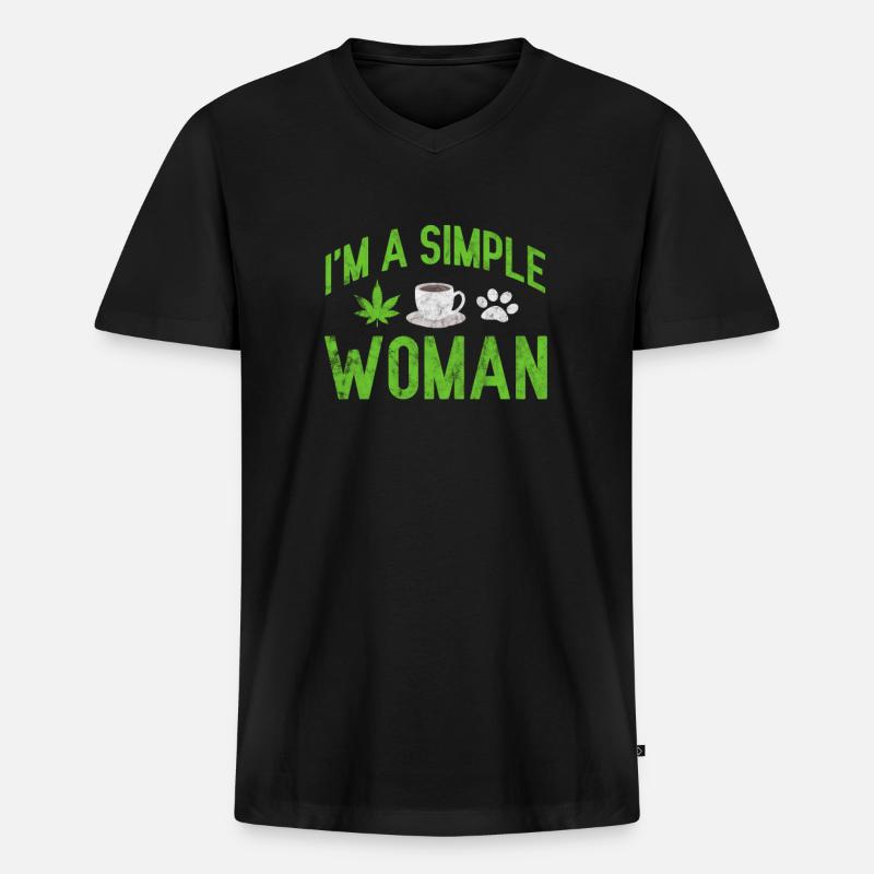 Kaffee Gras Hund - Männer Premium Bio T-Shirt mit V-Ausschnitt - Schwarz