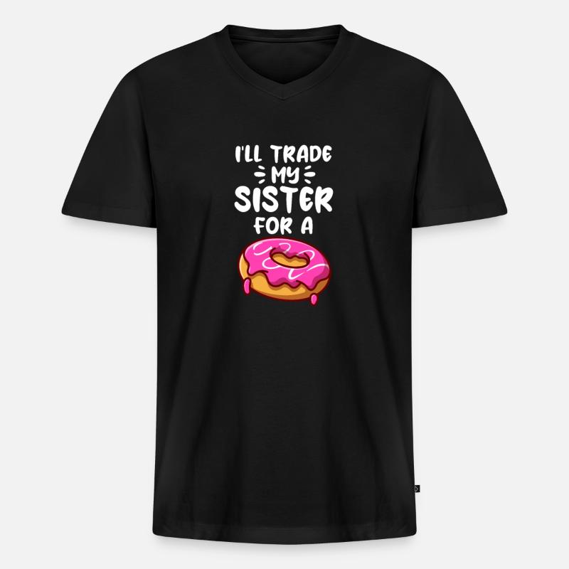 Schwester - Männer Premium Bio T-Shirt mit V-Ausschnitt - Schwarz