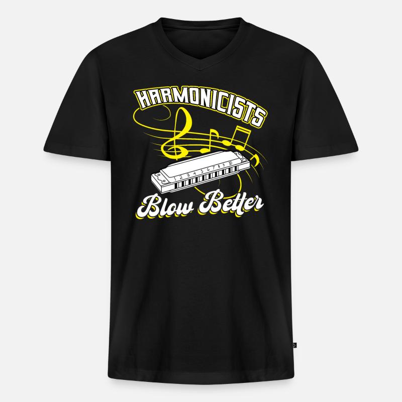 Harmonicists Blow Better - Harmonica Player - Männer Premium Bio T-Shirt mit V-Ausschnitt - Schwarz