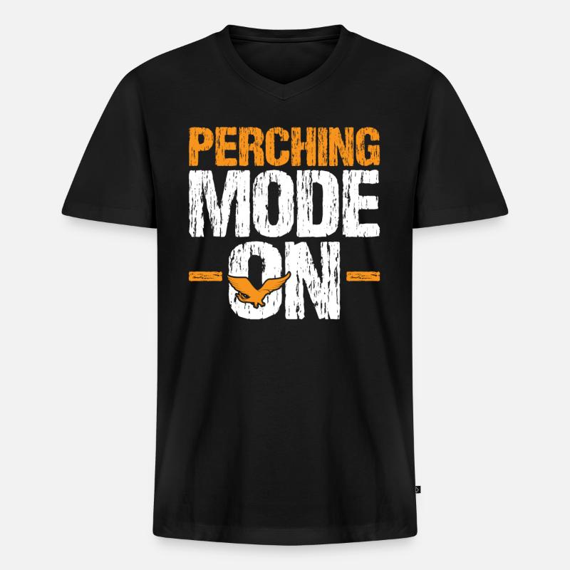 Perching Mode On - Falconry - Männer Premium Bio T-Shirt mit V-Ausschnitt - Schwarz