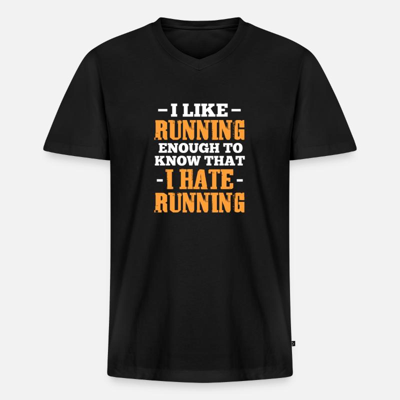 Laufen - Männer Premium Bio T-Shirt mit V-Ausschnitt - Schwarz