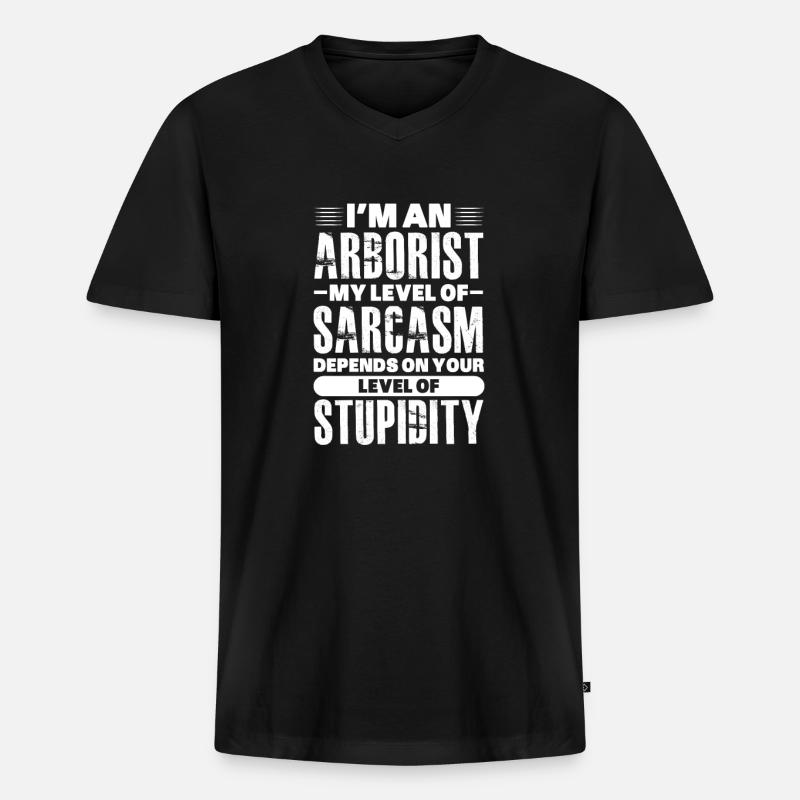 Baumpfleger - Männer Premium Bio T-Shirt mit V-Ausschnitt - Schwarz