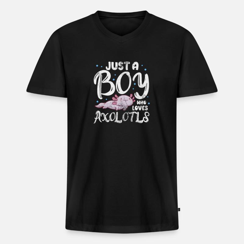 Axolotl Wassertier Wasser Geschenk - Männer Premium Bio T-Shirt mit V-Ausschnitt - Schwarz