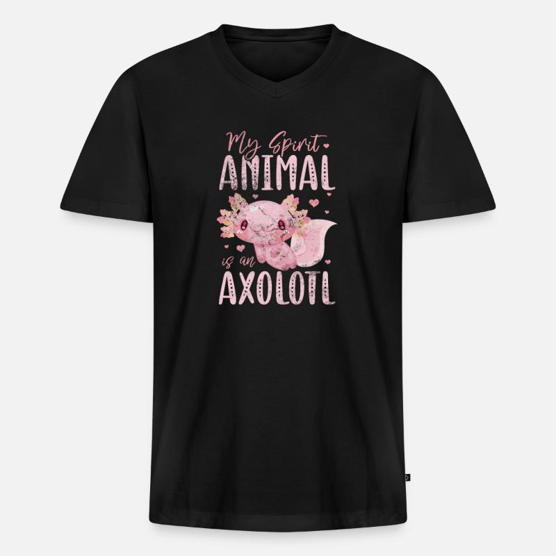 Axolotl Wassertier Wasser Geschenk - Männer Premium Bio T-Shirt mit V-Ausschnitt - Schwarz