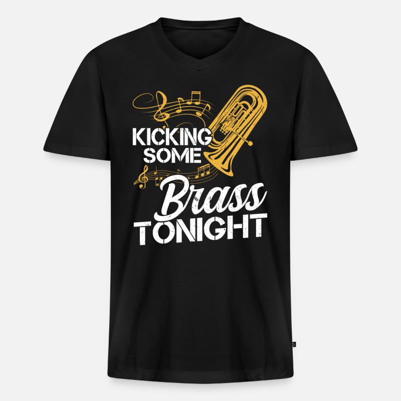 Kicking Some Brass Tonight - Euphonium - Männer Premium Bio T-Shirt mit V-Ausschnitt - Schwarz