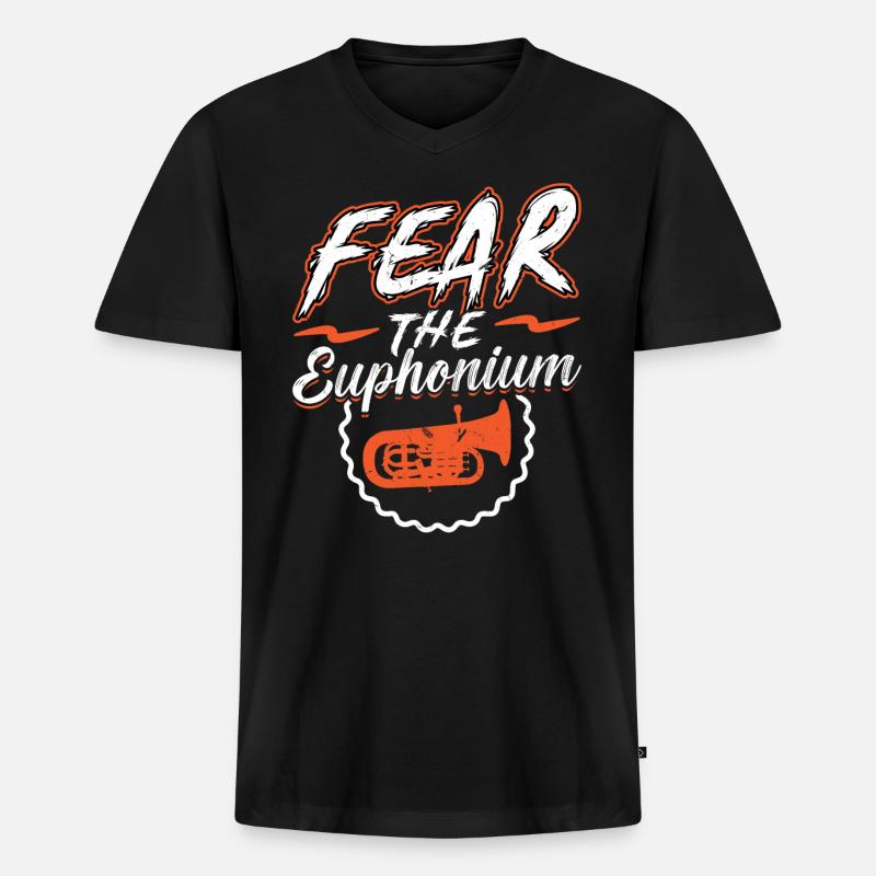 Fear The Euphonium - Männer Premium Bio T-Shirt mit V-Ausschnitt - Schwarz