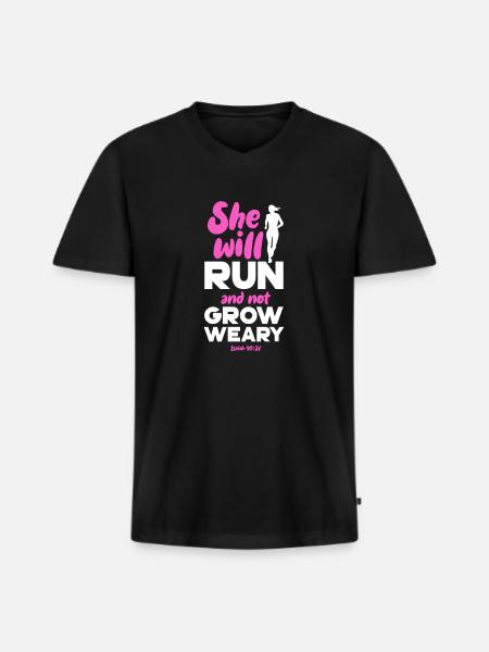 Run - Men's Premium Organic T-shirt with V-neck - black