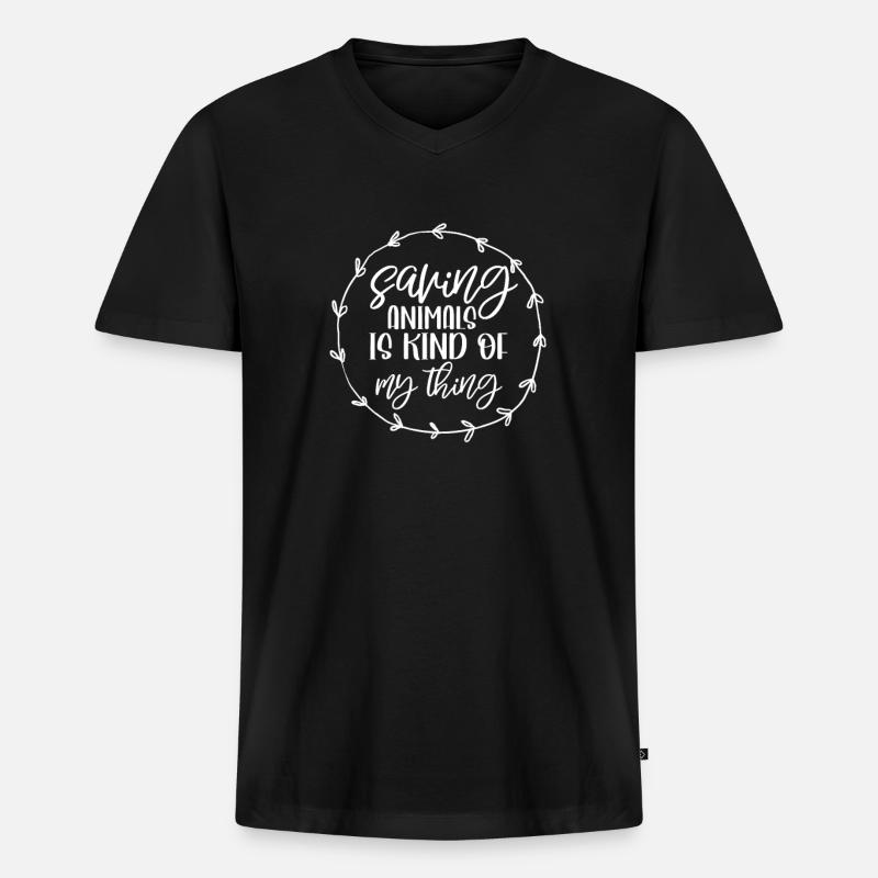 Tierrettung - Männer Premium Bio T-Shirt mit V-Ausschnitt - Schwarz