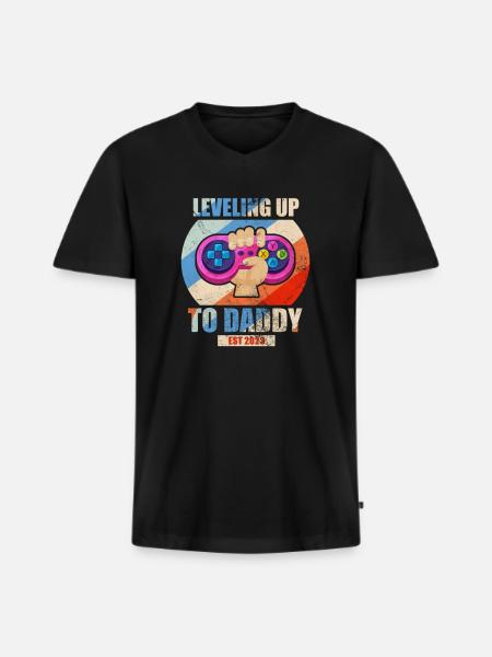 Pregnancy - Men's Premium Organic T-shirt with V-neck - black