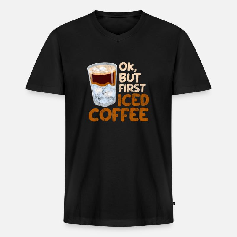 Eiskaffee - Männer Premium Bio T-Shirt mit V-Ausschnitt - Schwarz