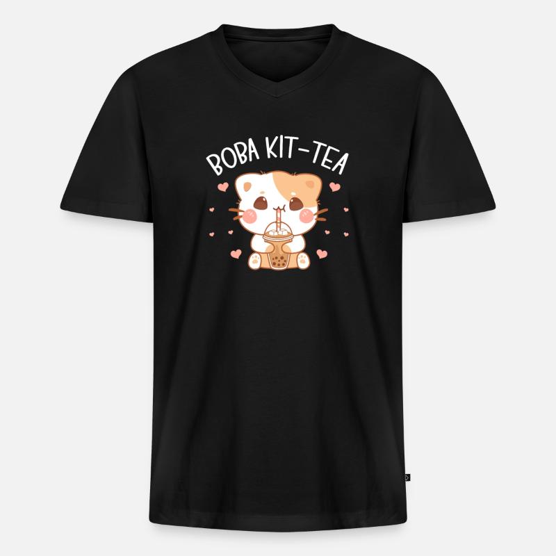 Bubble Tea - Männer Premium Bio T-Shirt mit V-Ausschnitt - Schwarz