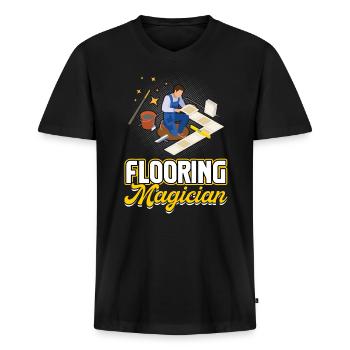 Flooring Magician - Flooring Installer - Men's Premium Organic T-shirt with V-neck - black - Front - Nico (187cm)