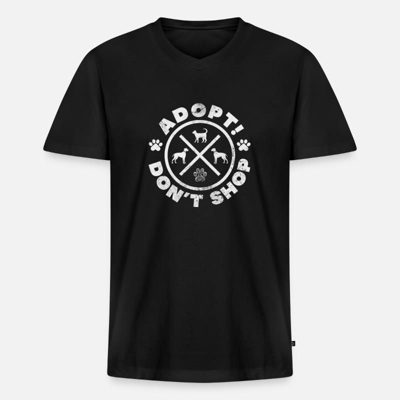 Tierrettung Tierschutz Tierfreund Geschenk - Männer Premium Bio T-Shirt mit V-Ausschnitt - Schwarz