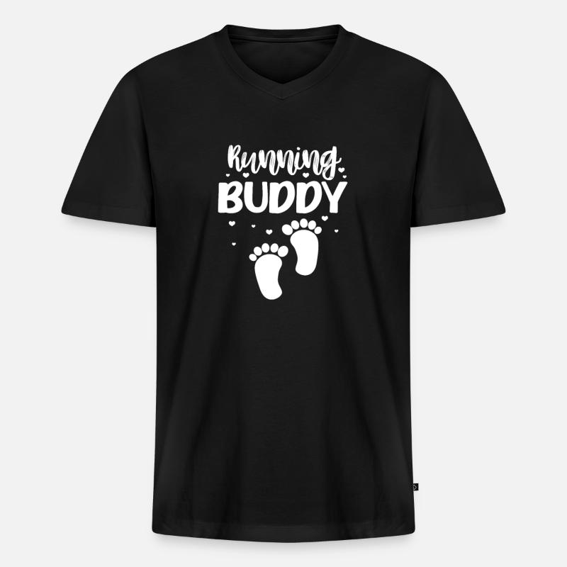 Laufen - Männer Premium Bio T-Shirt mit V-Ausschnitt - Schwarz