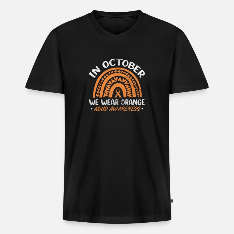 ADHS - Männer Premium Bio T-Shirt mit V-Ausschnitt - Schwarz