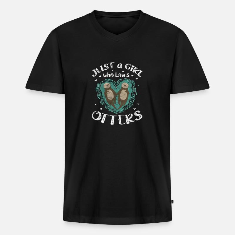 Otter - Männer Premium Bio T-Shirt mit V-Ausschnitt - Schwarz
