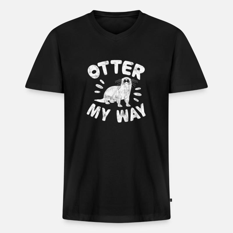 Otter - Männer Premium Bio T-Shirt mit V-Ausschnitt - Schwarz