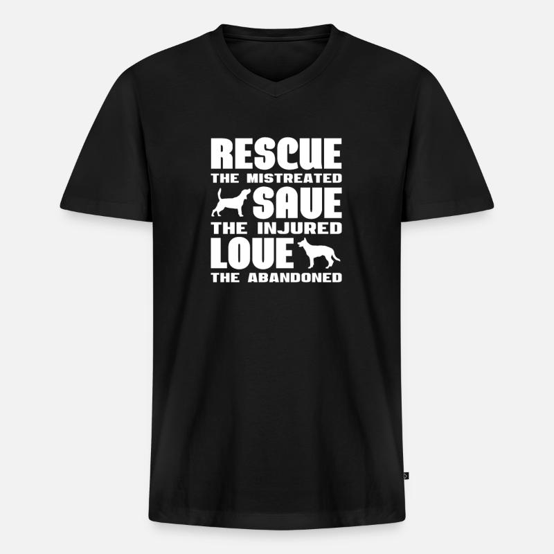Tierrettung - Männer Premium Bio T-Shirt mit V-Ausschnitt - Schwarz