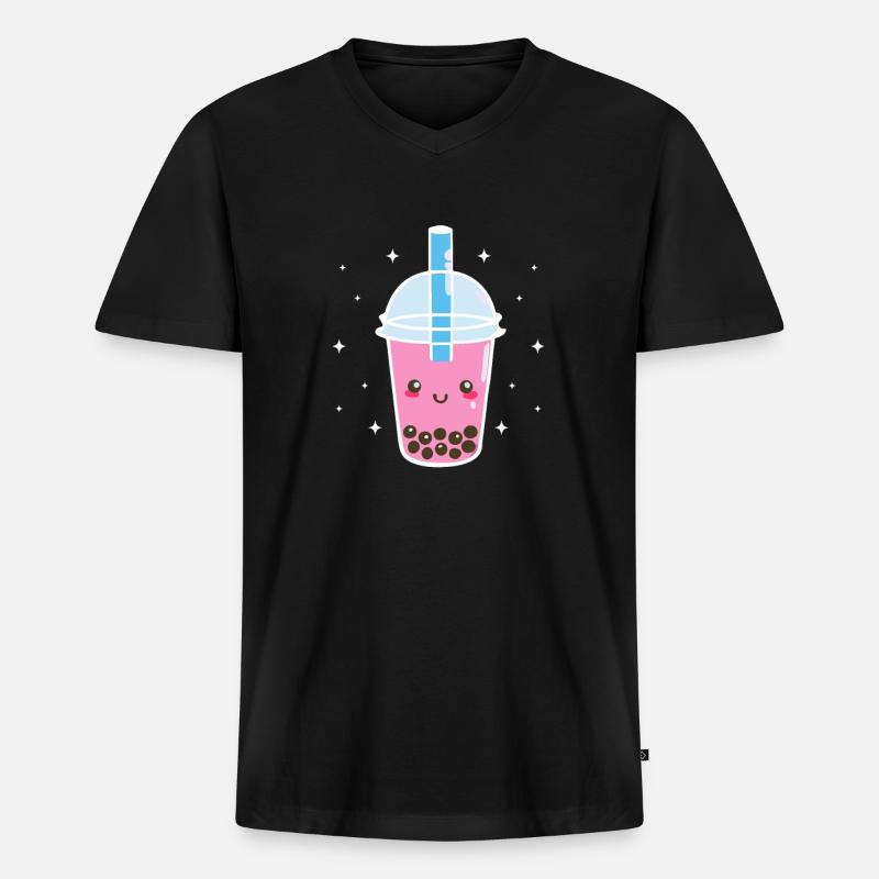 Bubble Tea - Männer Premium Bio T-Shirt mit V-Ausschnitt - Schwarz