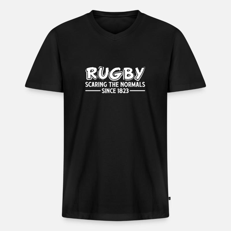 Rugby - Männer Premium Bio T-Shirt mit V-Ausschnitt - Schwarz