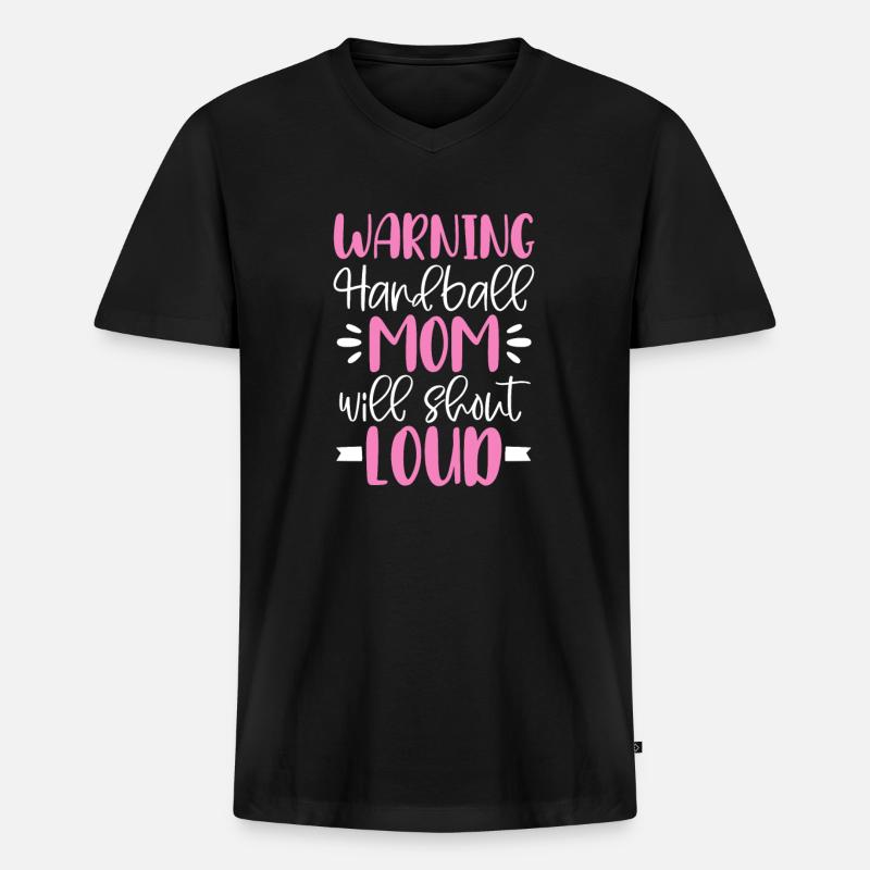 Handball - Männer Premium Bio T-Shirt mit V-Ausschnitt - Schwarz