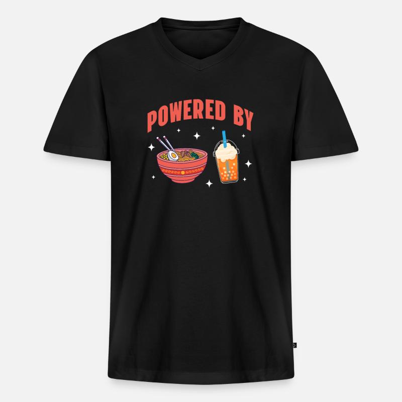 Bubble Tea - Männer Premium Bio T-Shirt mit V-Ausschnitt - Schwarz
