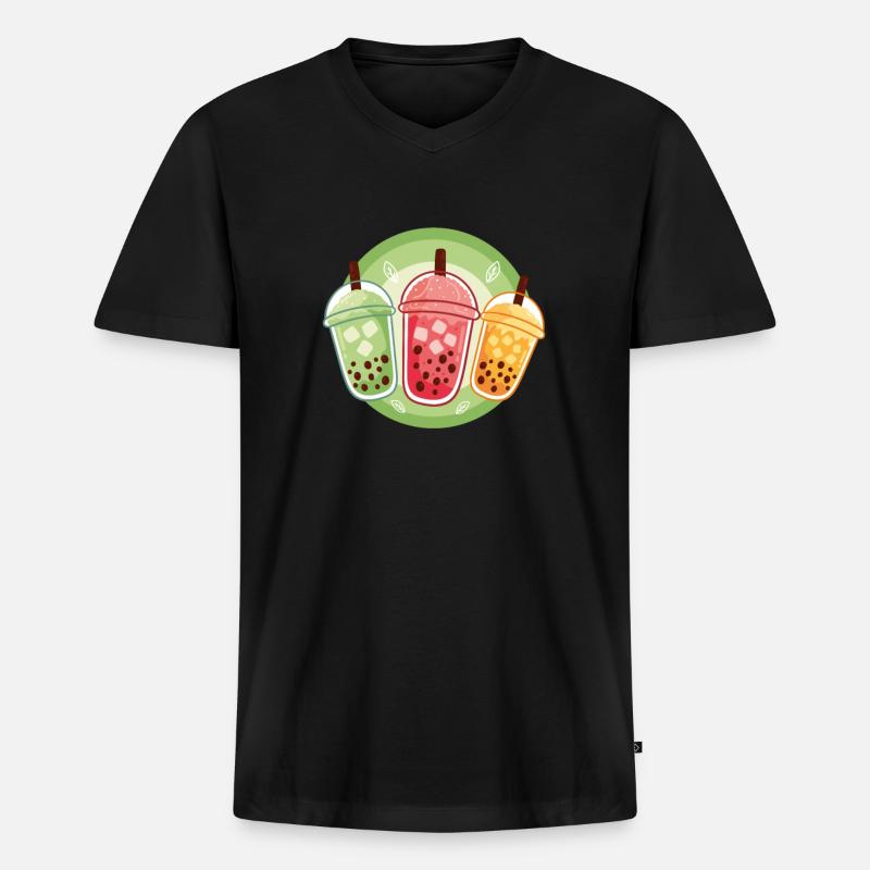 Bubble Tea - Männer Premium Bio T-Shirt mit V-Ausschnitt - Schwarz
