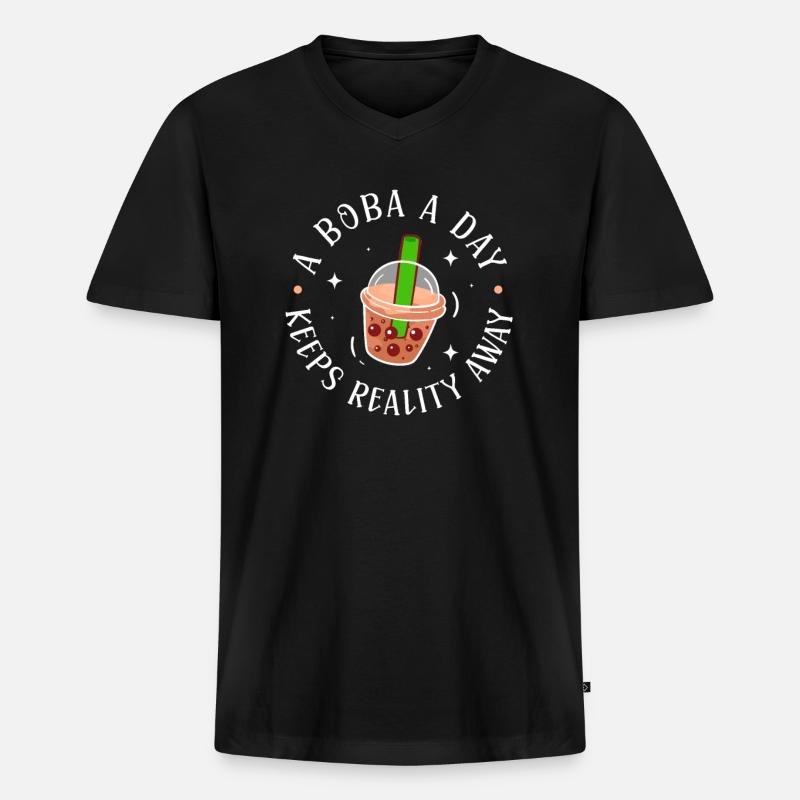 Bubble Tea - Männer Premium Bio T-Shirt mit V-Ausschnitt - Schwarz