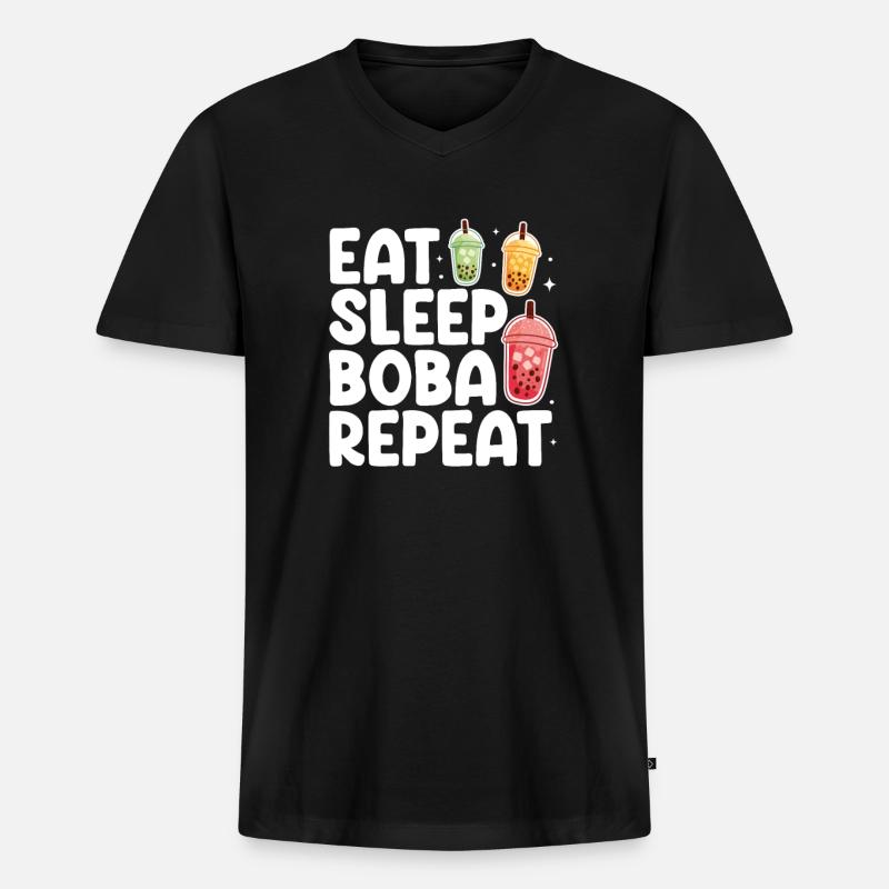 Bubble Tea - Männer Premium Bio T-Shirt mit V-Ausschnitt - Schwarz