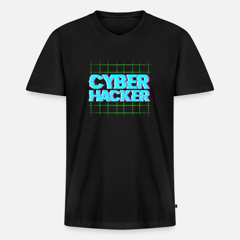 Hacker Coder Computer Hacking Cadeau - T-shirt encolure en V Premium bio Homme - noir